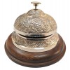 Artshai Silver finish table bell made from brass and wood for offices and hotels